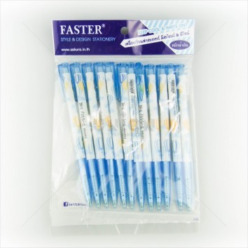 Faster ปากกาลูกลื่น กด 0.38 CX-515 <1/12> สีน้ำเงิน